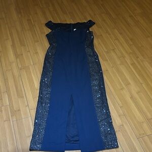 Calvin Klein Strapless Navy Dress with Sequins